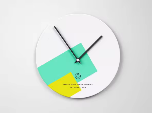 圆形挂钟外观设计场景物件样机模板 Circle Wall Clock Mockup
