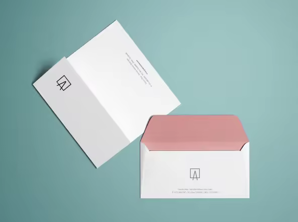 简约风企业信封＆信纸设计图样机模板 Envelope & Letterhead Mockup