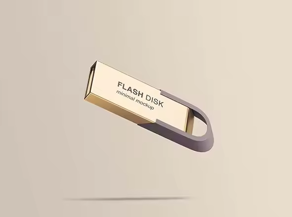 创意U盘设计效果图PSD样机模板 Flying Flash Disk Mockup