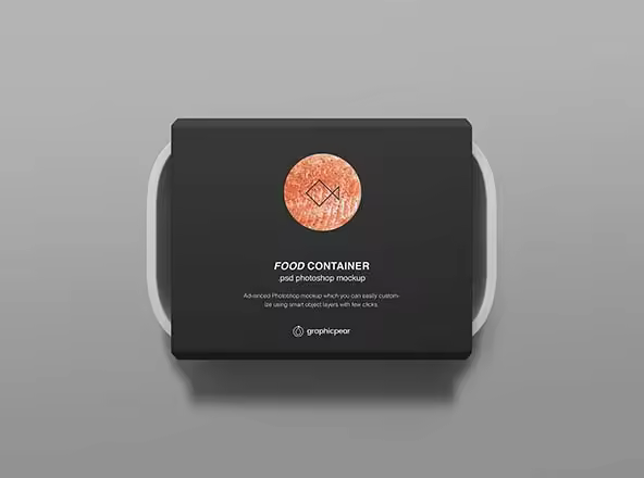 高端外卖包装设计效果图样机模板 Rectangular Food Container Mockup