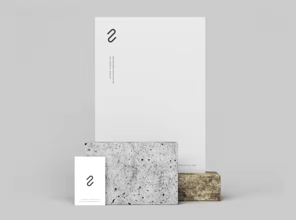信封设计&企业名片设计效果图样机 Letterhead and Business Card Branding Mockup