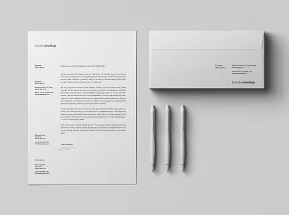 信纸信头/信封设计品牌VI样机 Letterhead / Envelope Branding Mockup
