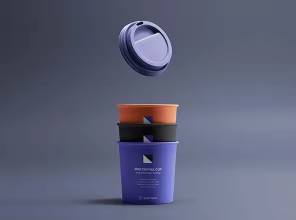 迷你咖啡纸杯外观设计图样机模板 Mini Coffee Cups Mockup