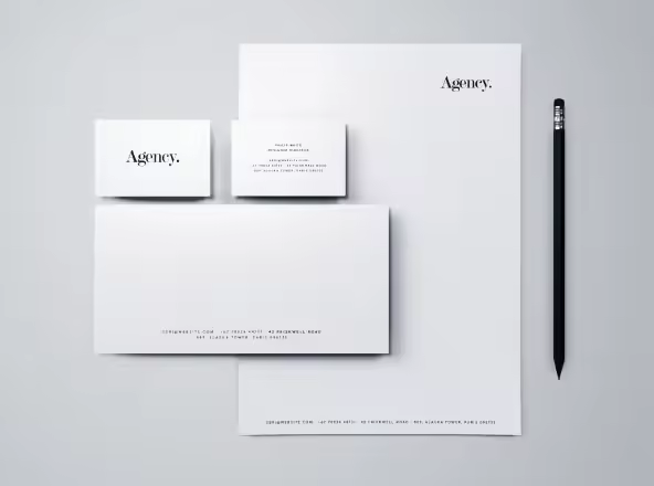 极简主义风格企业品牌VI设计效果预览办公用品样机 Minimal Branding & Stationery Mockup
