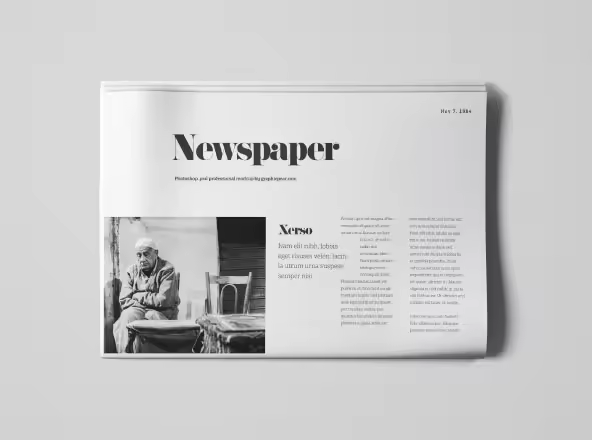 报纸印刷效果图顶视图样机模板 Newspaper Top View Mockup