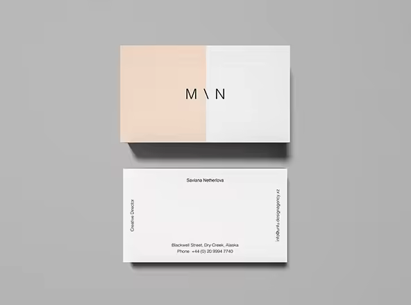 企业名片双面设计预览样机 Overhead Business Card Mockup