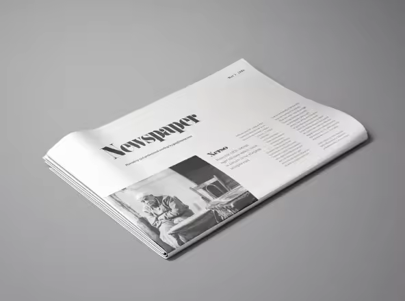 报纸版头设计透视图样机模板 Perspective Newspaper Mockup