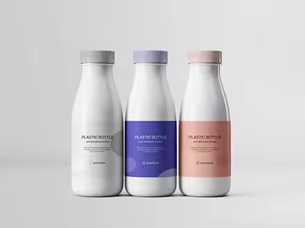 牛奶＆饮料塑料瓶外观设计样机模板 Plastic Bottles Mockup
