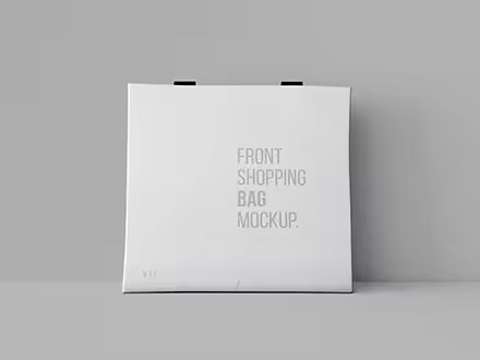 购物袋设计前视图样机模板 Front Shopping Bag Mockup