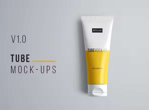 化妆品/护肤品包装软管外观设计PSD模板 Tube Mockups (Standard Size – PSD)