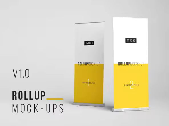 X展架Banner广告设计图样机模板 Standard Rollup Mockup – 85×200 CM