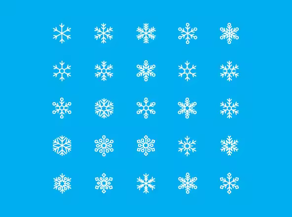 各式各样雪花线性图标素材 Snowflakes Vector Icons
