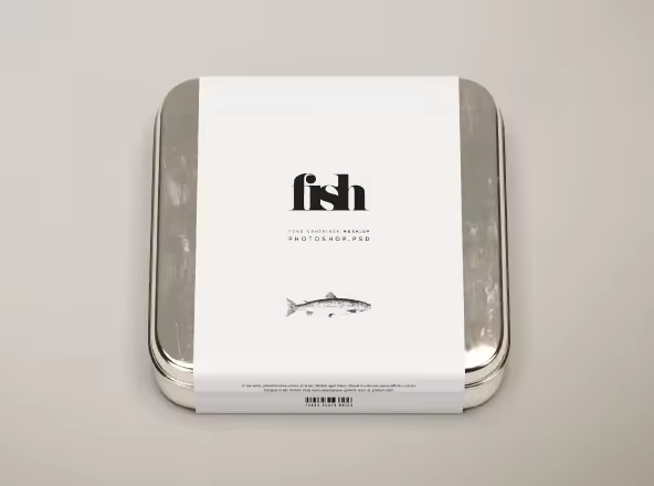 方形金属食品包装盒设计PSD样机模板 Square Metal Food Container Mockup – PSD