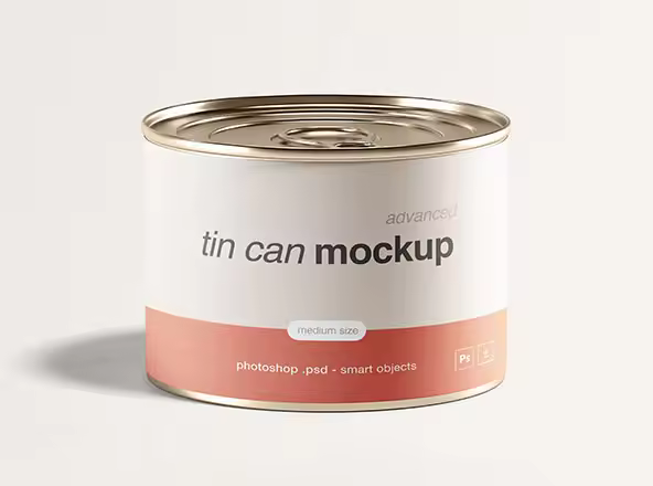 中型锡罐食品罐头外观设计样机模板 Medium Tin Can Mockup