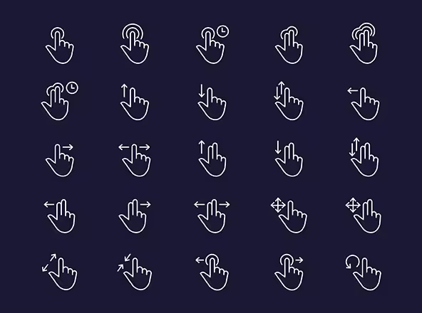 25个触摸手势矢量线性图标 25 Touch Gestures Icons