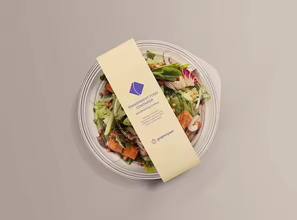 一次性透明餐具包装设计样机模板 Transparent Food Container Mockup