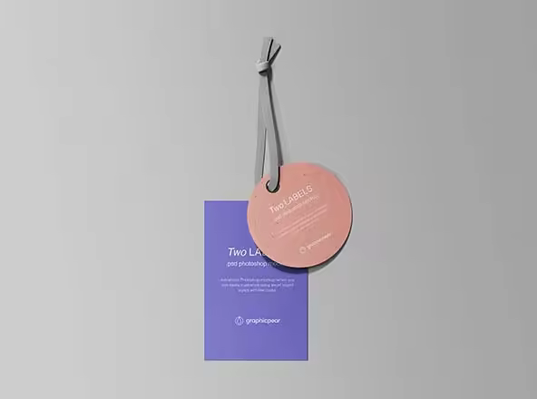 方形＆圆形服装吊牌设计效果图样机 Two Labels Mockup