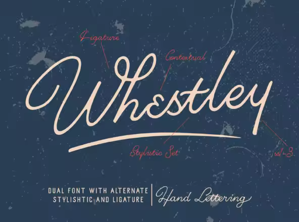 线条风格斜体手写签名字体设计 Whestley Line Hand-lettering Signature Typeface