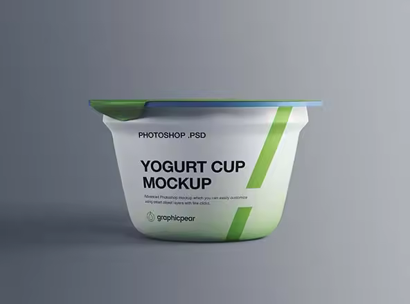 酸奶塑料杯包装设计效果图样机 Yogurt Plastic Cup Mockup