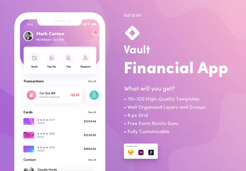 小咖下午茶：漂亮的金融主题APP UI KIT套装下载[Sketch,Ai,Fig]
