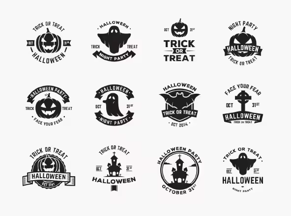 万圣节节日概念矢量Logo徽章模板 Halloween Vector Badges
