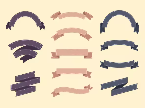 12个彩色丝带矢量素材 Coloured Vector Ribbons