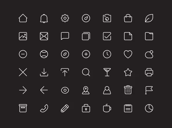 UI用户界面设计常用矢量线性图标 Square Line Ui Icons