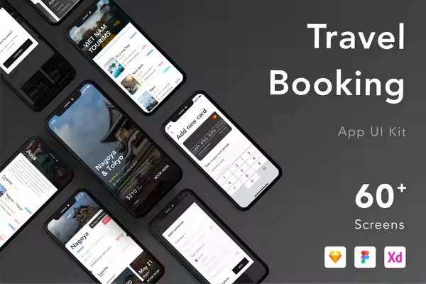 小咖下午茶：酒店预订的旅行APP UI KIT 套装下载[Sketch,fig,XD]