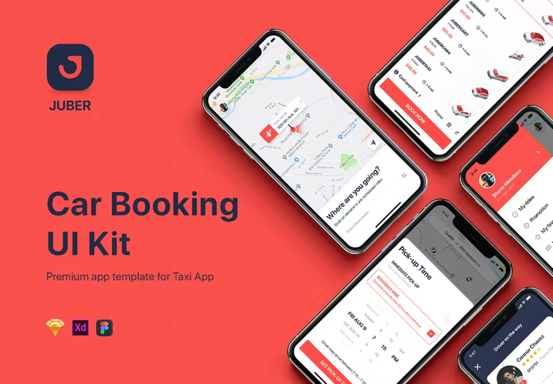 小咖下午茶：实用的汽车租赁APP UI KIT 套装下载[Sketch,fig,XD]