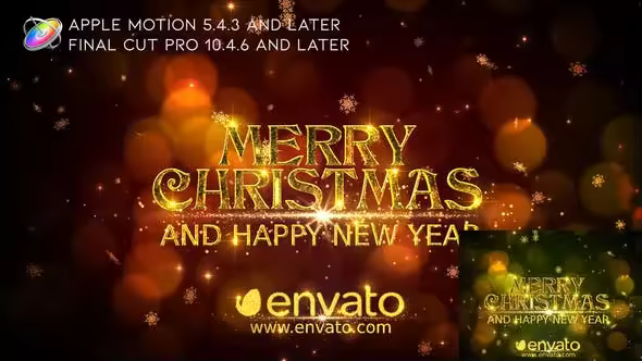 金光闪闪粒子动画特效圣诞节祝福视频Motion&FCPX模板 Merry Christmas Wishes – Apple Motion