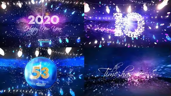 2020年新年倒计时派对翻页粒子动画特效AE模板 New Year Eve Party Countdown 2020