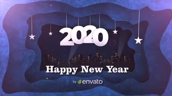 2020年剪纸艺术动画特效新年开场视频AE模板素材 New Year Opener 2020