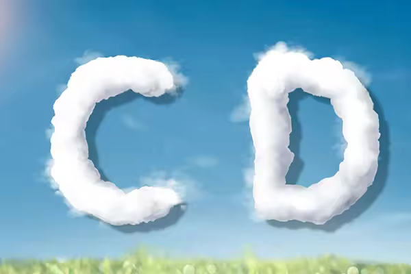 字母“CD”蓝天背景白云英文字母艺术字体psd素材