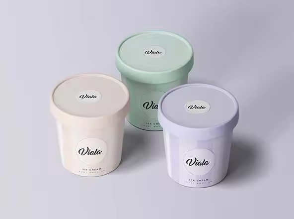 高档雪糕冰淇淋杯外观设计展示样机 3 Ice Cream Cups Mockup