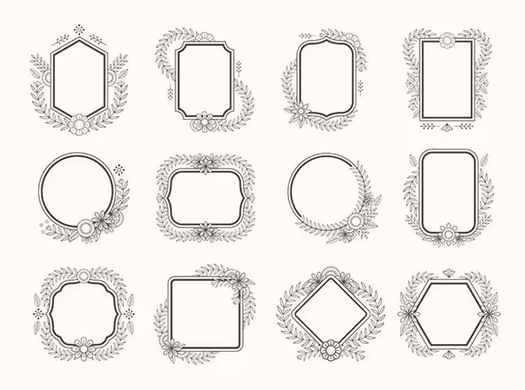12个花卉框架矢量素材 12 Floral Vector Frames