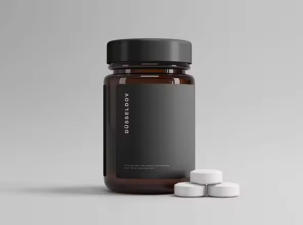 塑料药瓶外观设计展示样机模板 Medicine Bottle with Pills Mockup