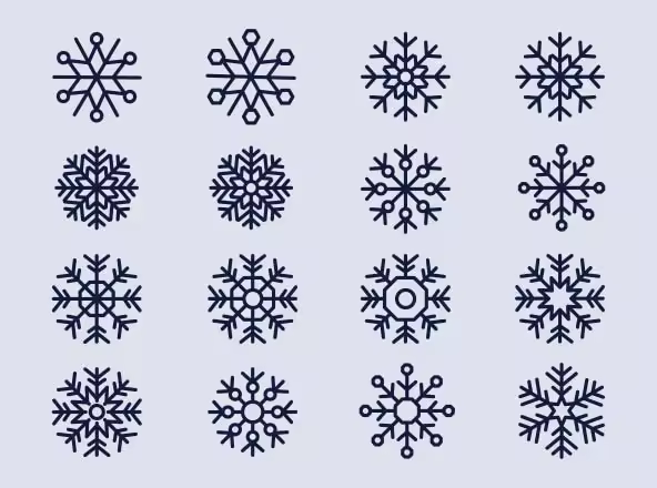 各种雪花形状矢量图标v2 Snowflake Vector Icons Part 02