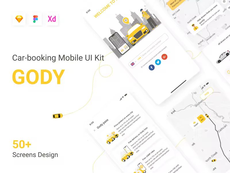 小咖下午茶：汽车预订移动应用程序App UI套件