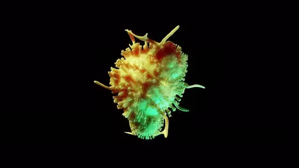透明α背景COVID-19冠状病毒细胞高清视频素材 COVID 19 Virus Cell on Transparent Alpha Background