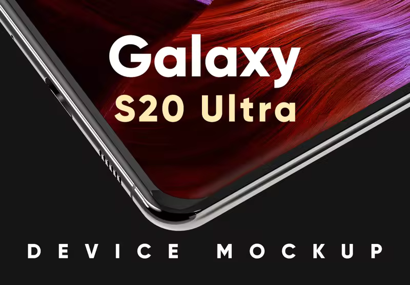小咖下午茶：高分辨率三星Galaxy S20 Ultra屏幕展示样机模板