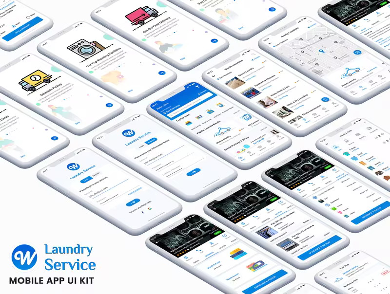 小咖下午茶：清洁洗衣服务APP应用程序UI套件