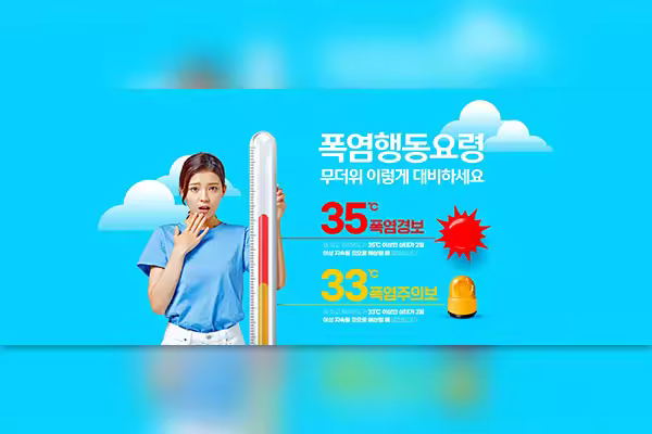 夏季高温天气防暑提示主题Banner设计