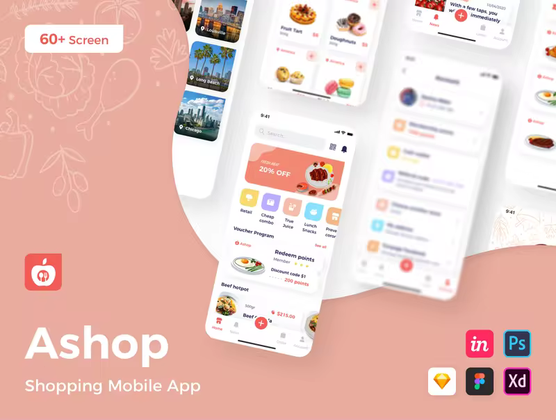 小咖下午茶：蔬菜商店购物移动App应用UI设计套件