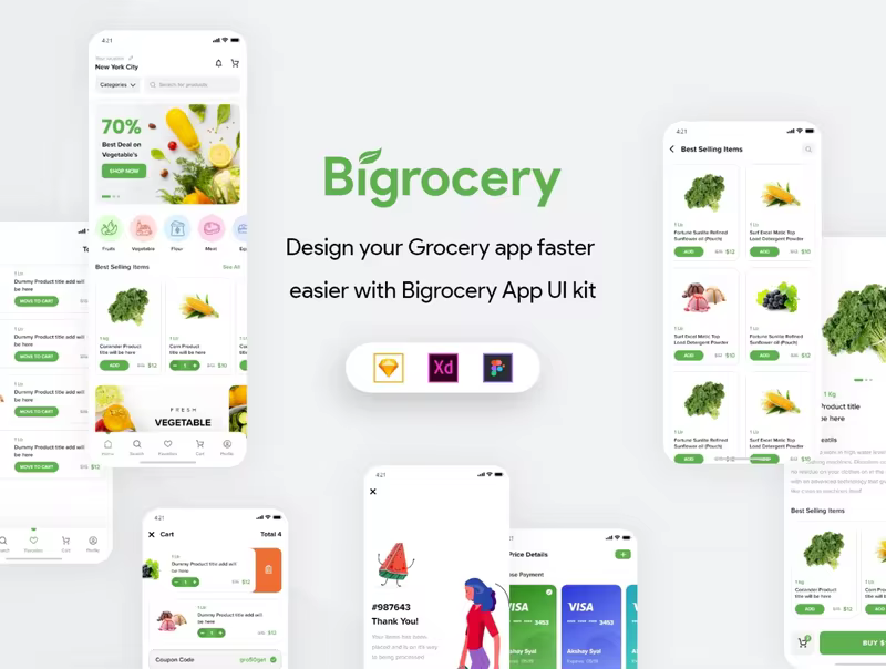 小咖下午茶：高质量的蔬菜商店App应用UI设计套件