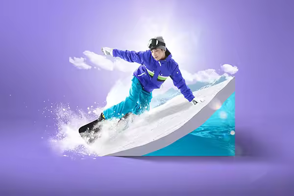冬季雪地滑雪活动推广海报图形psd模板