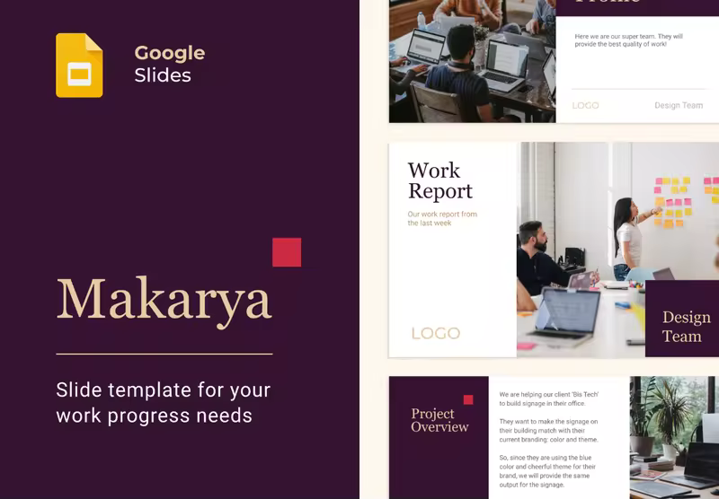 小咖下午茶：工作进度演示Google幻灯片模板