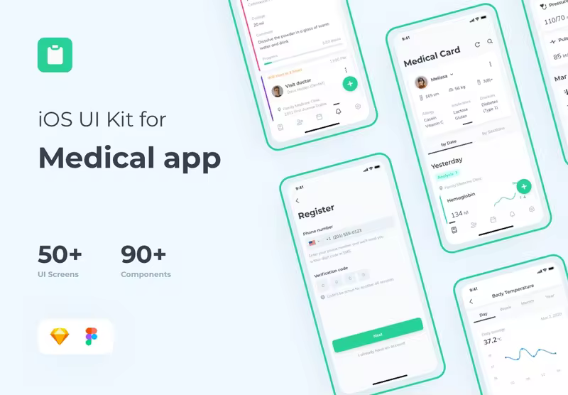 小咖下午茶：适用于iOS的医疗保健类App UI套件
