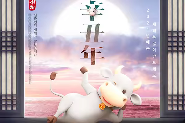 辛丑年牛年新年海报图psd素材