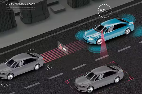 自动驾驶汽车安全距离保持海报韩国素材