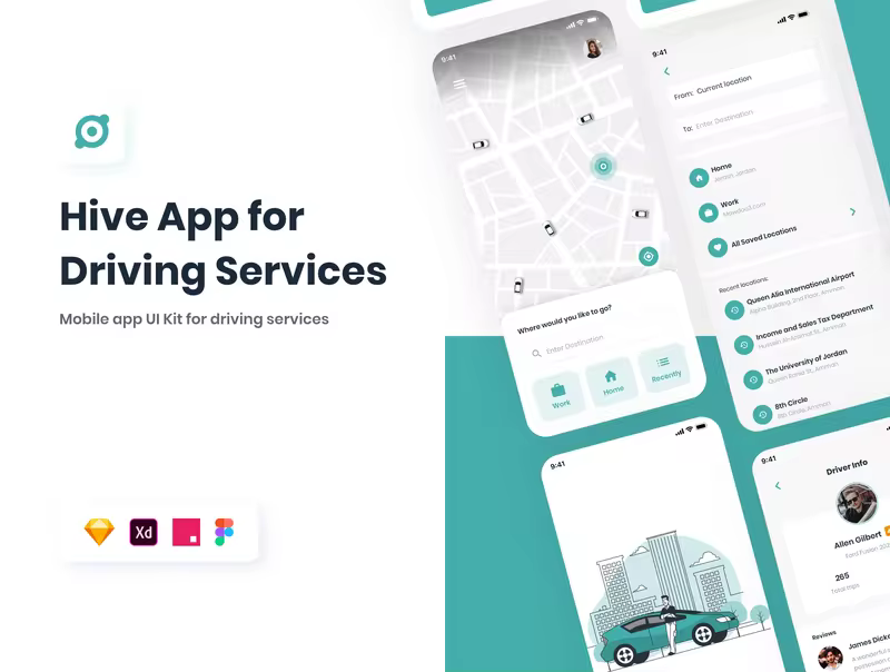 小咖下午茶：驾驶服务打车类App iOS UI套件